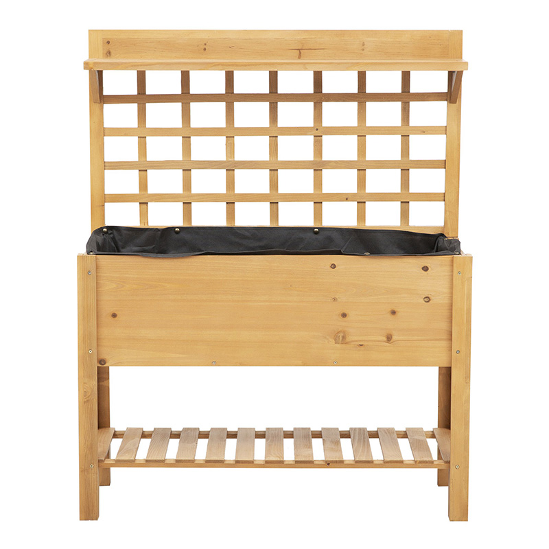 41 'x18'x53' 선반과 바퀴가 있는 높은 정원 제기 침대 단단한 나무 화분 꽃 허브 상자 야채 꽃 야외/실내-브라운