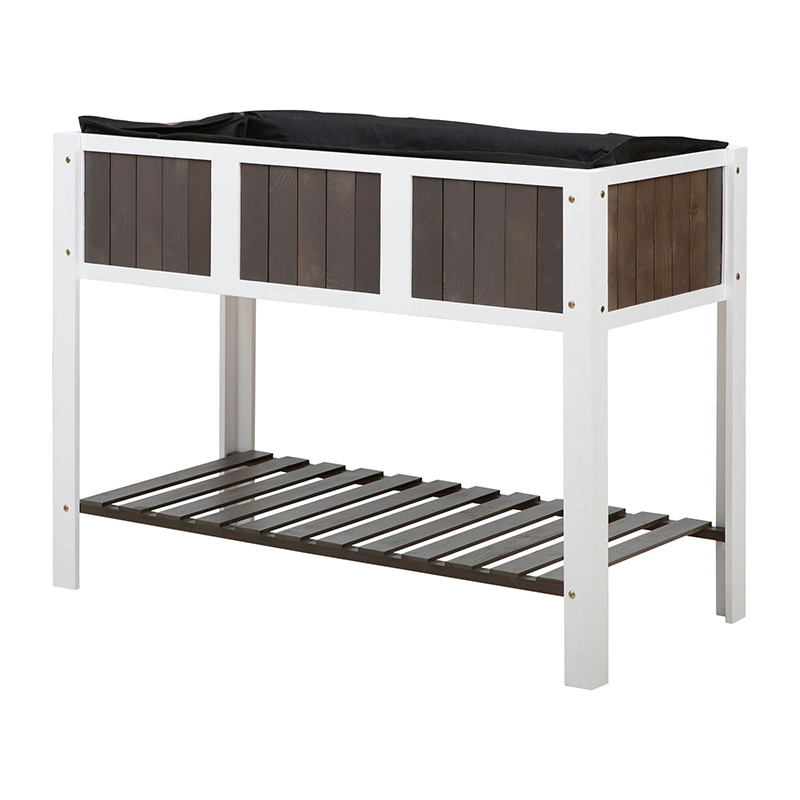 47' x 23' x 35' 심기, 보관 선반 및 다용도 사용을 위한 넓은 공간이 있는 나무 제기 정원 재배자 침대