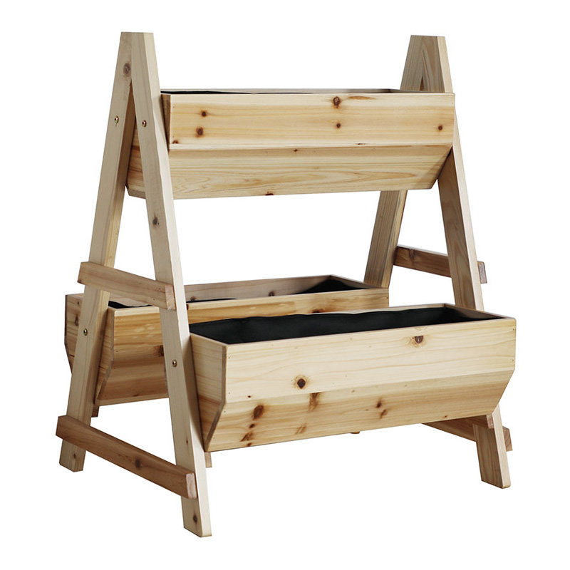 뒤뜰을 위한 짠것이 아닌 직물을 가진 정원 침대 A 모양 나무로 되는 화분 상자 뒤뜰을 위한 짠것이 아닌 직물을 가진 정원 침대 A 모양 나무로 되는 화분 상자