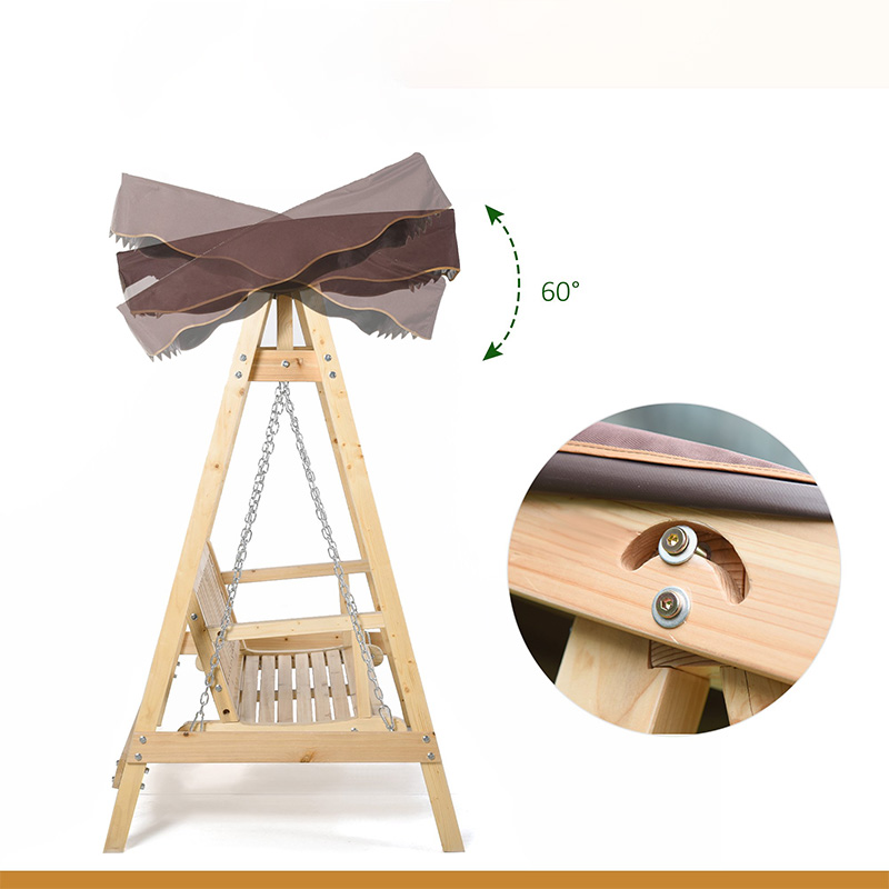 나무 스탠드, 강력한 A-프레임 디자인 및 조절 가능한 방수 캐노피가 있는 2인용 야외 스윙 베란다 스윙