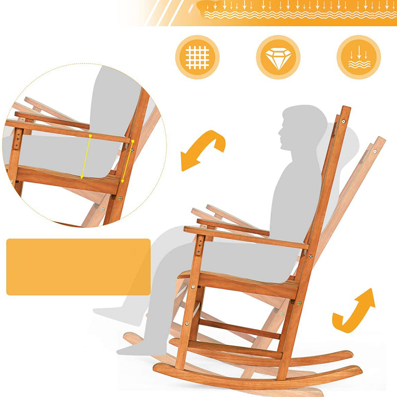 3 PCS 포플러 나무 흔들 의자 세트 W/커피 테이블 2 나무 대화 의자