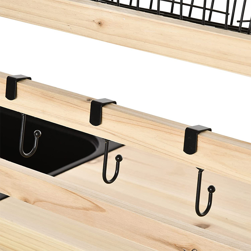 포팅 벤치 테이블, 정원 워크스테이션 w/ 체 스크린, 이동식 싱크 및 바구니