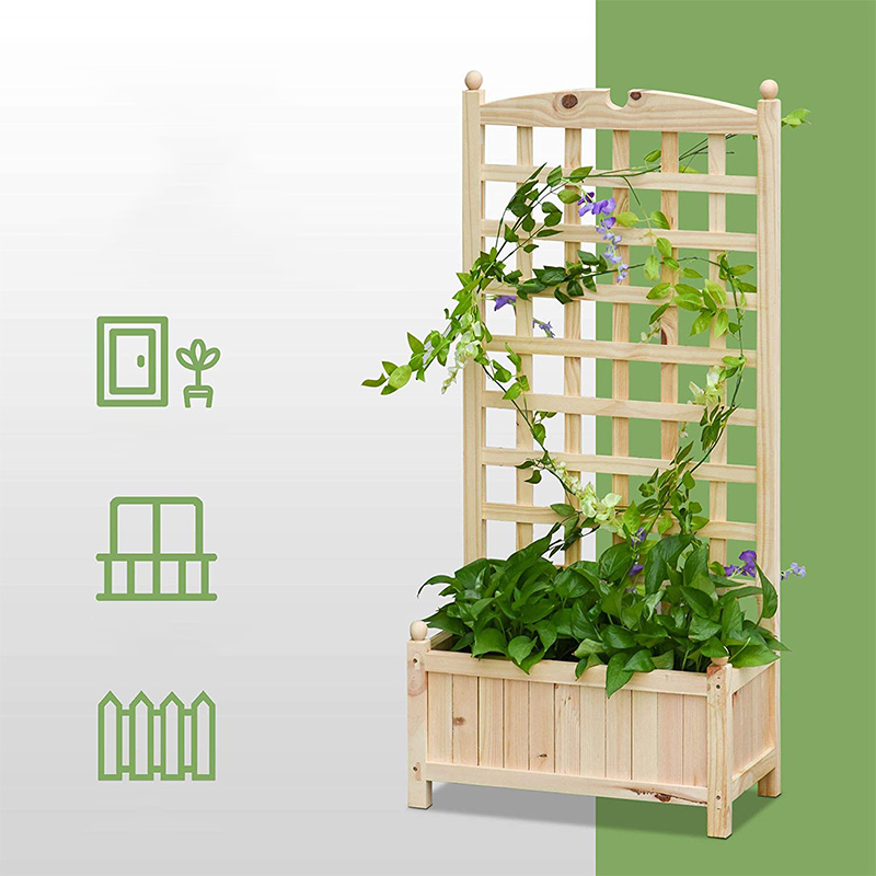 23.5' x 11.5' x 49.25' 격자판 등받이 및 강력한 목재 디자인 및 재료가 있는 제기 정원 침대