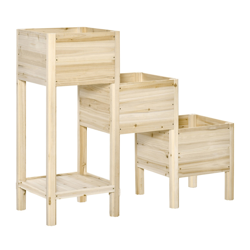 3 Tier Raised Garden Bed w/ Storage Shelf, 높은 나무 화분 상자 키트 3 Tier Raised Garden Bed w/ Storage Shelf, 높은 나무 화분 상자 키트