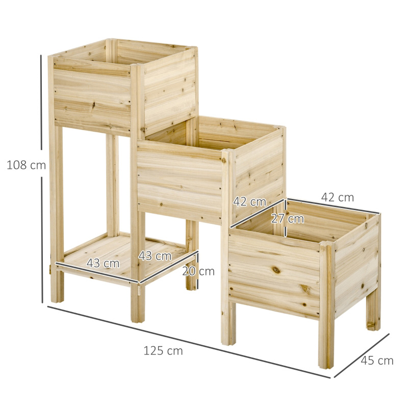 3 Tier Raised Garden Bed w/ Storage Shelf, 높은 나무 화분 상자 키트