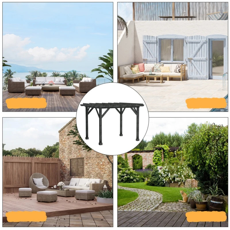 야외 10' x 10' Pergola Gazebo, 파티오, 데크, 정원, 정자에 적합한 100% 목재 Pergola, BBQ, 파티, 피크닉, 블랙에 적합