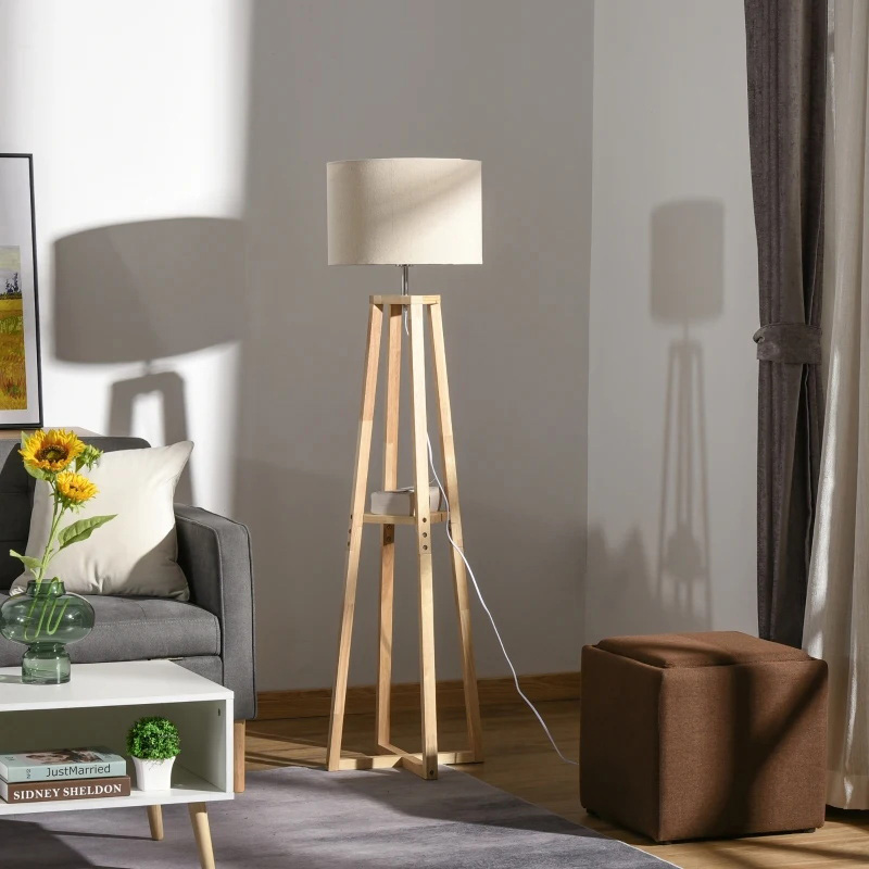 현대 서 있는 플로어 램프 침실 조명 w/드럼 갓, 발 페달 스위치