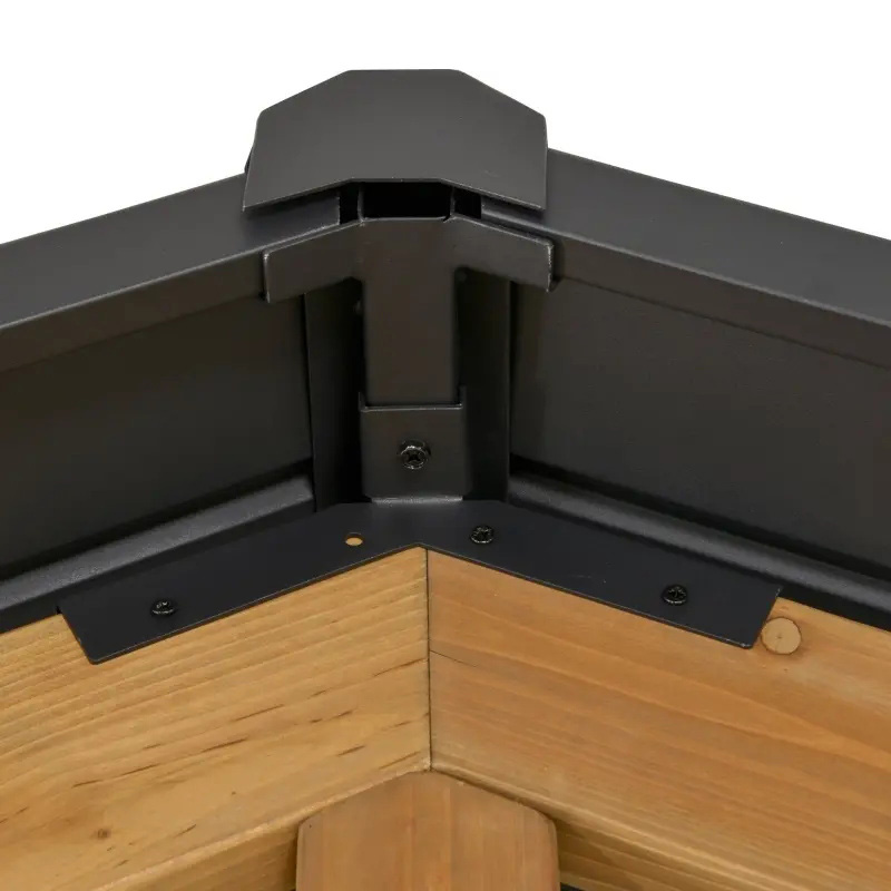 나무 프레임이 있는 11x13 하드톱 전망대, 정원, 파티오, 뒤뜰을 위한 천장 후크가 있는 영구 금속 지붕 전망대 캐노피