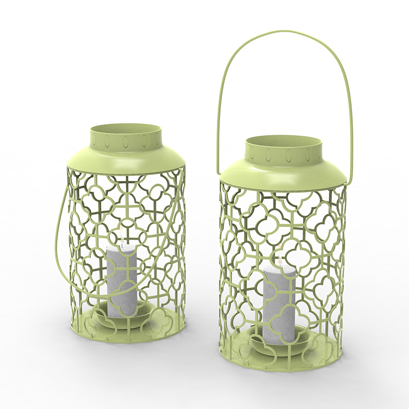 배터리로 작동되는 양초가 있는 메탈 랜턴 - 전통적 블랙, 17' 랜턴