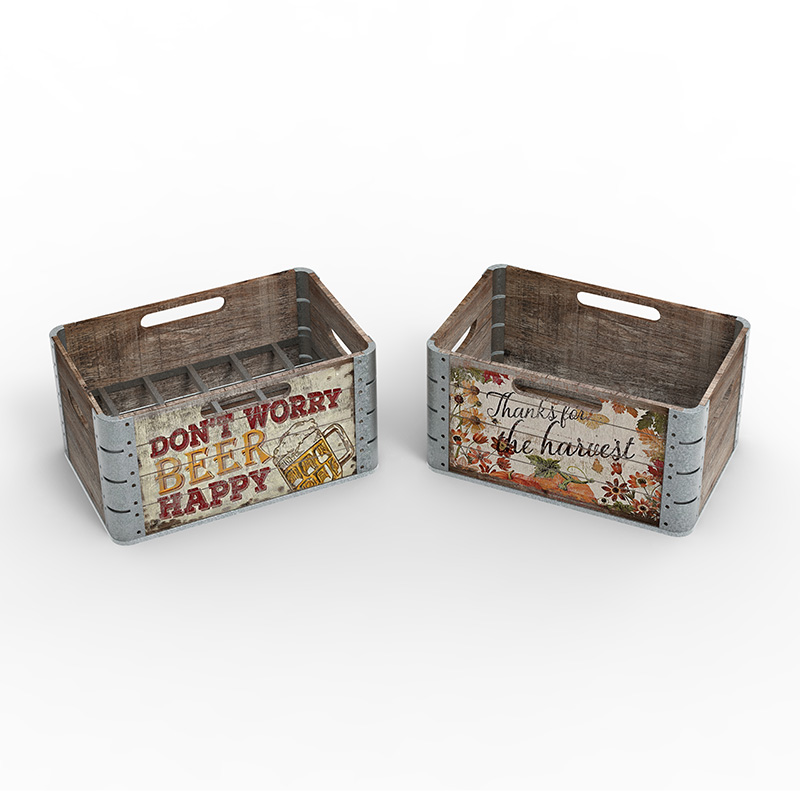 정리 및 보관을 위한 목재 보관 상자, 3팩, 브라운