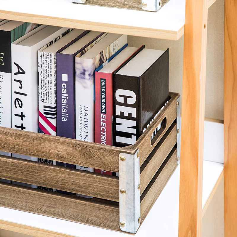 정리 및 보관을 위한 목재 보관 상자, 3팩, 브라운