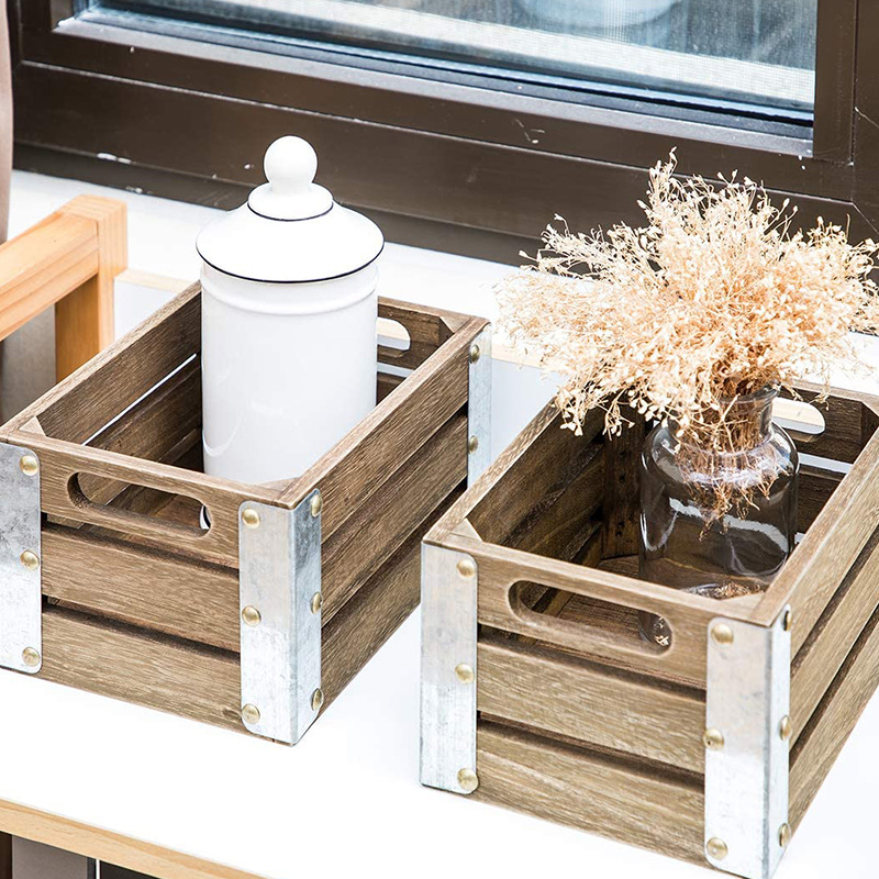 정리 및 보관을 위한 목재 보관 상자, 3팩, 브라운