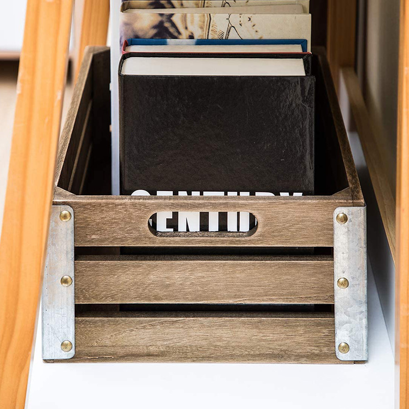 정리 및 보관을 위한 목재 보관 상자, 3팩, 브라운