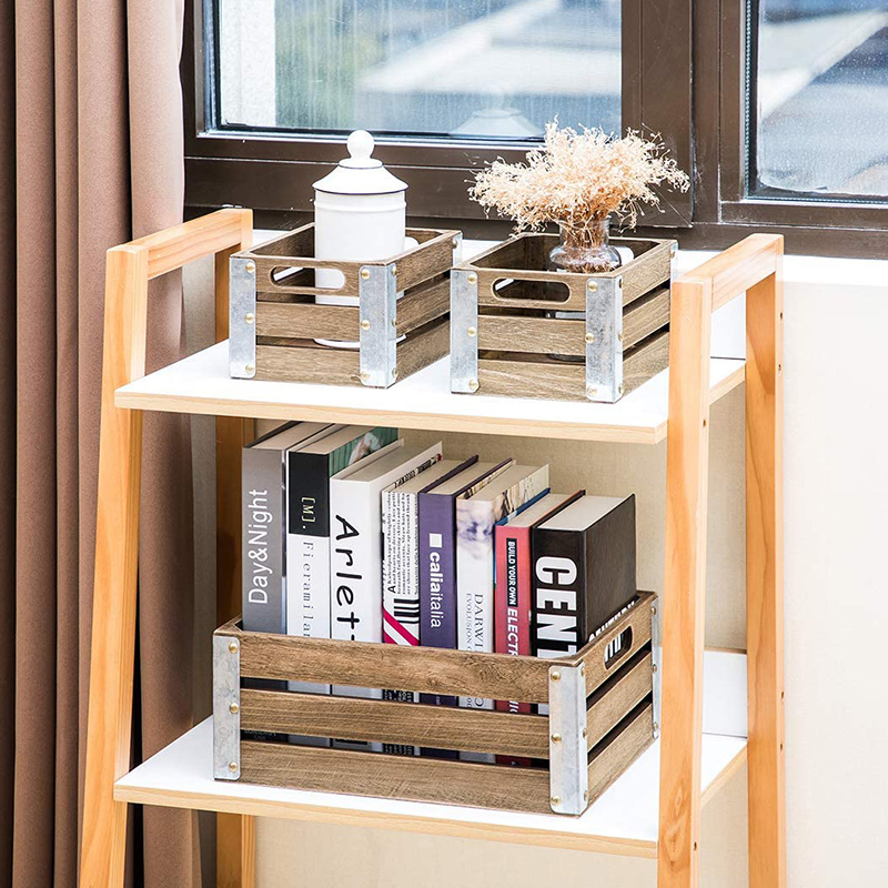 정리 및 보관을 위한 목재 보관 상자, 3팩, 브라운