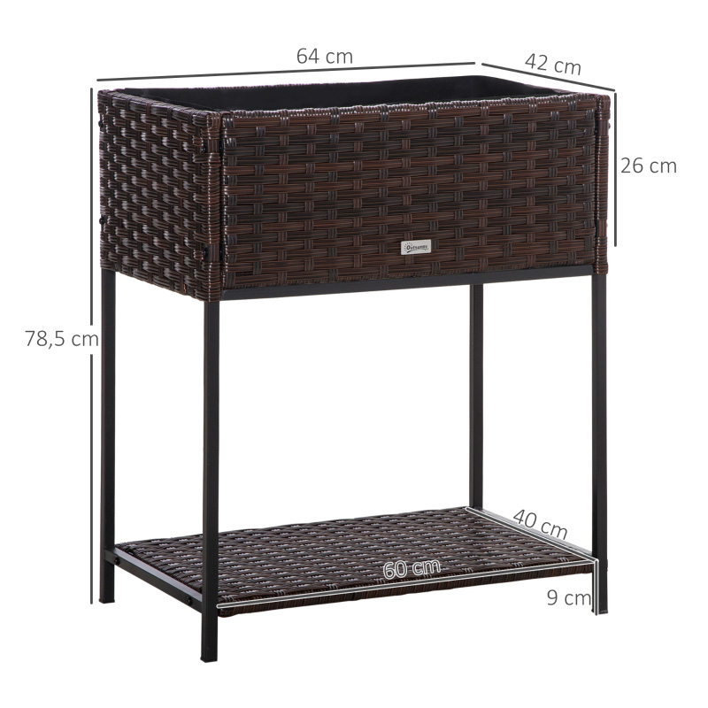 실내/실외 등나무 꽃 화분 상자 아래에 도구 보관 랙이 있고 견고한 작업 공간 28' H