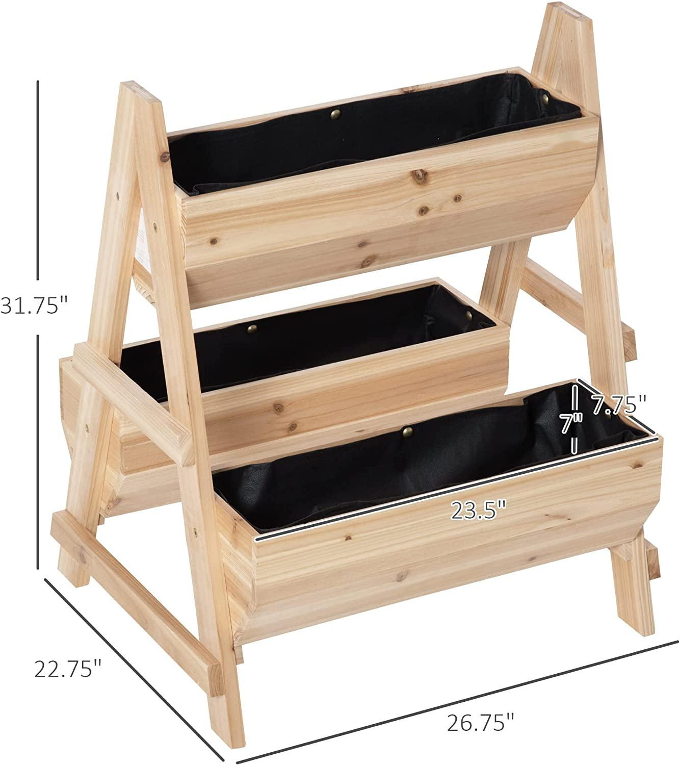 뒤뜰을 위한 짠것이 아닌 직물을 가진 정원 침대 A 모양 나무로 되는 화분 상자