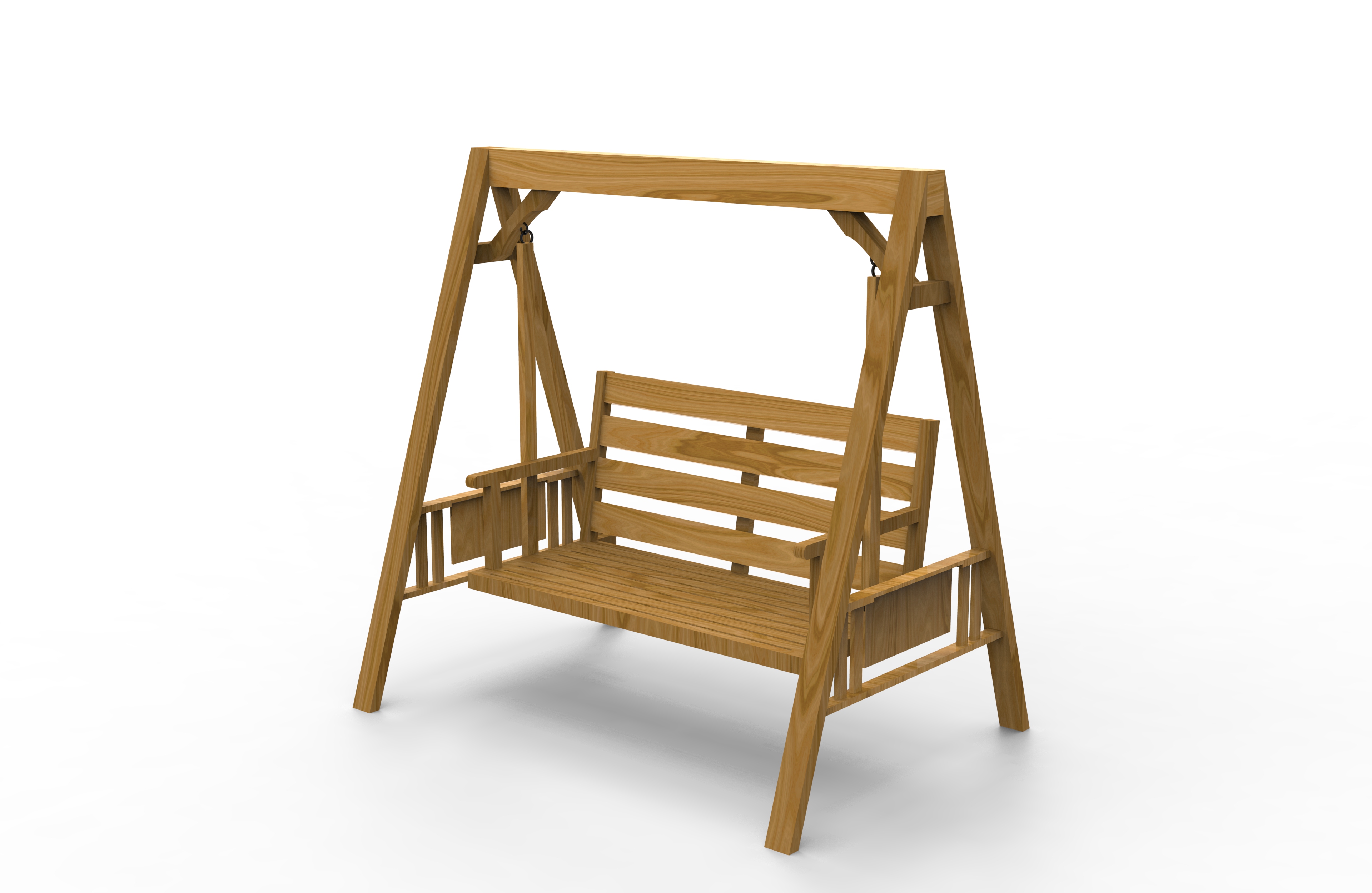 나무 스탠드가 있는 2인용 야외 스윙 베란다 스윙, 강력한 A-프레임 디자인 및 조절 가능한 방수 캐노피, 소박한 스타일 스윙