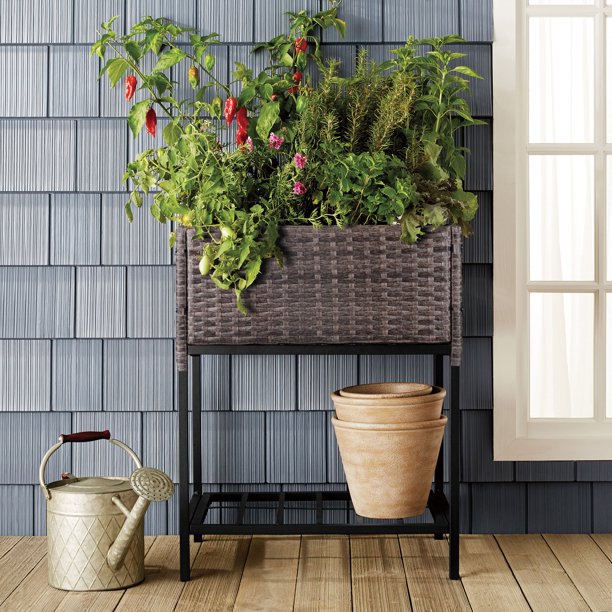 실내/실외 등나무 꽃 화분 상자 아래에 도구 보관 랙이 있고 견고한 작업 공간 28' H