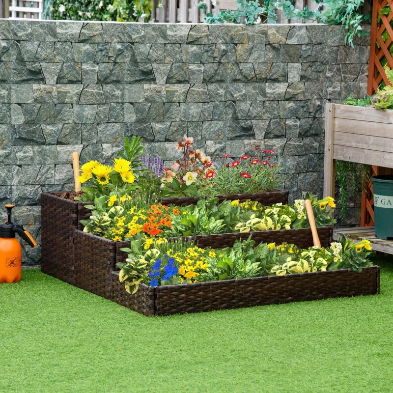 실내/실외 등나무 꽃 화분 상자 아래에 도구 보관 랙이 있고 견고한 작업 공간 28' H