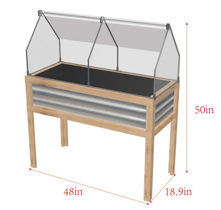 36' x 20' x 41' 온실 제기 화분 보호 상자 야외 개방형 상단, 나무 콜드 프레임 오렌지