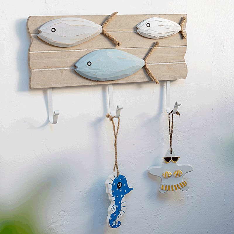 Lixincrafts 해변 보호소 장식, 바다 스타일 장식, 선박 휠 - 물고기 장식