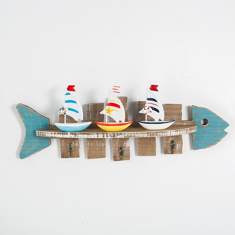 Lixincrafts 해변 보호소 장식, 바다 스타일 장식, 선박 휠 - 물고기 장식