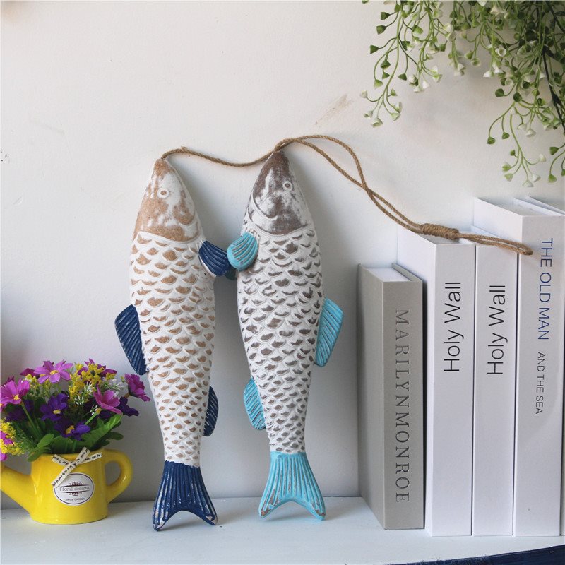 Lixincrafts 해변 보호소 장식, 바다 스타일 장식, 선박 휠 - 물고기 장식