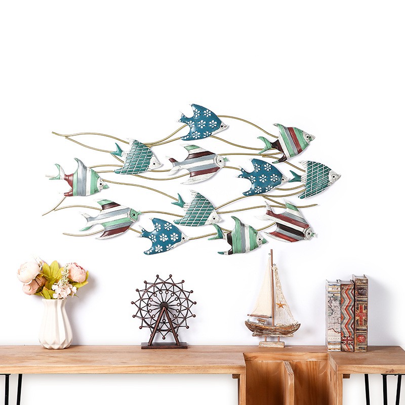 Lixincrafts 해변 보호소 장식, 바다 스타일 장식, 선박 휠 - 물고기 장식