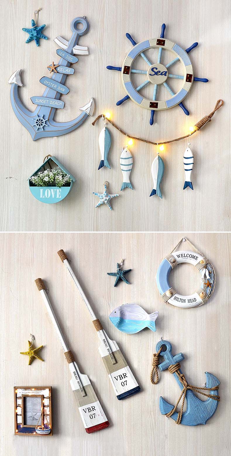 Lixincrafts 해변 보호소 장식, 바다 스타일 장식, 선박 휠